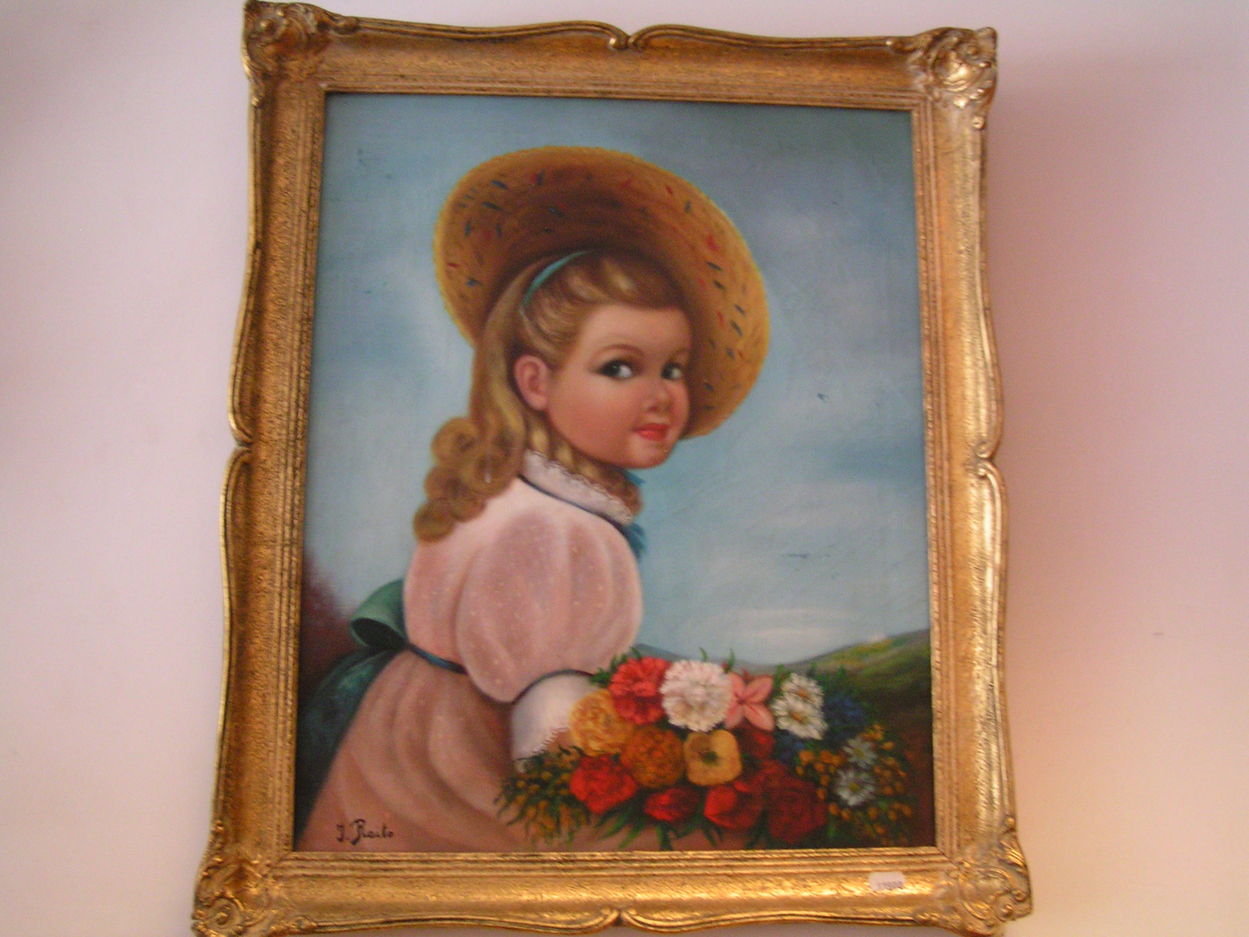 Verkocht artikelnr. 00220 Schilderij - Meisje met Bloemen
56 x 63 cm
gesigneerd: J. Raito
Keywords: meisje met bloemne