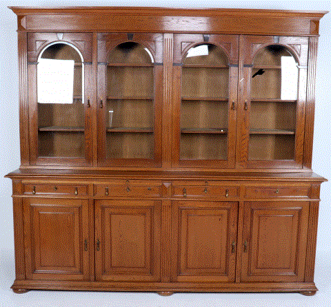 Verkocht artikelnr. 01600037 Antieke Grote Massief Slavonisch Eiken Boekenkast 19e Eeuws
in de onderkast 4 deuren met 4 laden en in de bovenkast 4 beglaasde deuren.
H: 2.35m x B: 2.50 m x D: 57cm
Keywords: Antieke Grote Massief Slavonisch Eiken Boekenkast 19e Eeuw