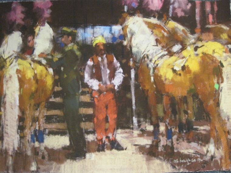 artikelnr. 00429e Kunstenaar Rob Houdijk Speciale Oplaag Pastels Grafische Technieken "Circus": Bieden vanaf 600 euro
55 x 40 cm

complete set in puntgave originele staat, gesigneerd.


Rob Houdijk was born in Tilburg in 1950. He grew up in 's Hertogenbosch where he attended grammar-school. After his grammer-school period he studied Classical Languages and Literature at the university of Nijmegen. His passion for drawing and painting dates back to his childhood. Durig his entire period as a student painting had continued to play an important role in his life. in 1975, shortly before receiving his degree, he was admitted to the Academy of Fine Arts in Amsterdam, where he studied painting. In 1978 he was granted a position as a teacher of Classical Languages at the Murmellius gymnasium in Alkmaar, a position which, being married and father of two daughters, he was to keep until 1998, though mostly part-time. As a result of an ever decreasing number of hours as a teacher, more time could be reserved for modelling in clay and wax, a discipline which, after his time at the academy, had remained in the background.
Rob Houdijk paints and draws with oil- and watercolours, pastels, charcoal and pen and ink. His subjects are people in their environment, people and animals interacting, landscapes, townscapes and still lifes. People and animals also present the central themes for his bronzes. In both painting and modelling his style could be called impressionistic. Though figuration is always the starting-point, a tendency towards slight abstraction is noticeable throughout his whole work.
In the Netherlands and abroad Rob Houdijk has many commissions in his name. For instance, for the Holland America Line he made, among others, a large series of pastels showing Dutch harbour-views, and various groups of bronzes were made by him for the Bouwfonds Nederlandse Gemeenten.
In 2007 he moved from his own gallery 'Inter Pascua' at Oterleek to 'Atelier Rob Houdijk' (a studio and a gallery to exhibit his work) at St. Pancras, near Alkmaar.
	
Atelier Rob Houdijk, Stuimellaan 2A, 1834 GB, St. Pancras



Keywords: artikelnr. 00429 Kunstenaar Rob Houdijk Speciale Oplaag Pastels Grafiche Technieken "Circus"; Bieden vanaf 600 euro