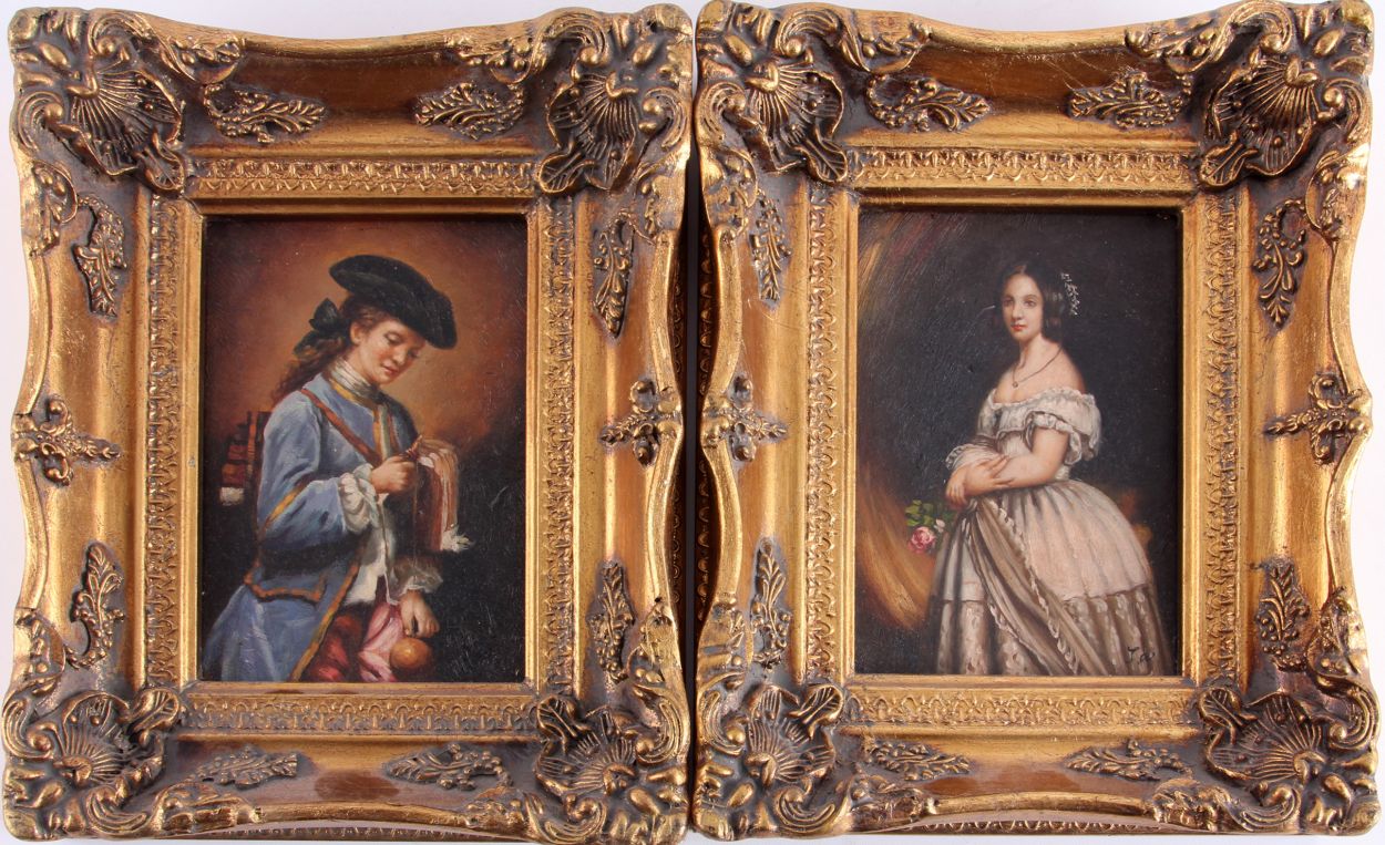 artikelnr. 16001007 - 2 Schilderijen Olieverf Renaissance vrouw is verkocht.
gesigneerd J. OV, portet van franse adel olieverf op paneel: 18 x 13 cm

Biggs & Sons

5l Conduit St. Bond Street London

hele goede goudkleurige lijst.

Keywords: Schilderijen Olieverf Renaissance:
