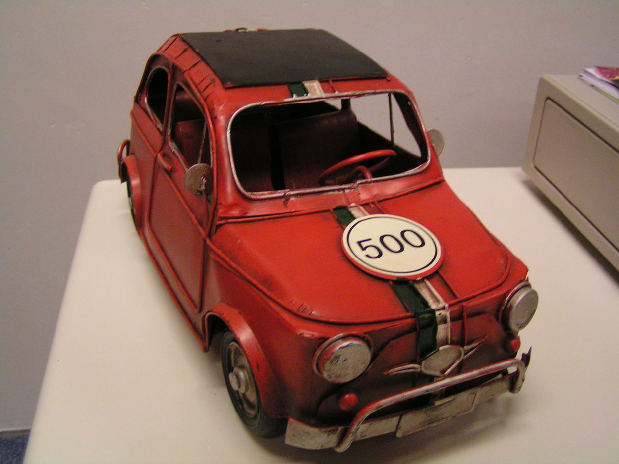 Verkocht artikelnr. 0211 Fiat 500 model
handgemaakt metaal

L: 33 x B: 15 x H: 14 cm
Keywords: fiat 500